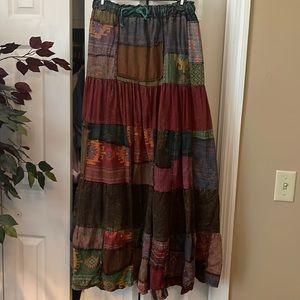 GORGEOUS patchwork handmade 100% cotton. Elastic waist. “One size”. NWOT.